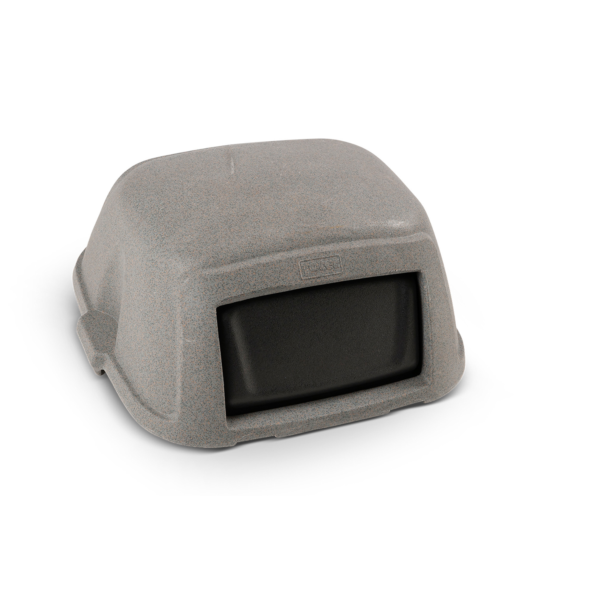 Toter Slimline Square Dome Lid with Swinging Door, Fits 50-Gallon Trash Can, Graystone, Model# STL50